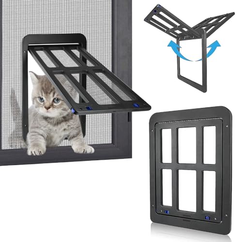 Katzenklappe für Fliegengitter, Afenau Hundeklappen mit Magneten, Hundeklappe Mittelgroße Hunde, Katzenklappe Außentür, Haustierklappe für Katzen/Hunde, Schwarz (25 x 31.5cm) von Afenau