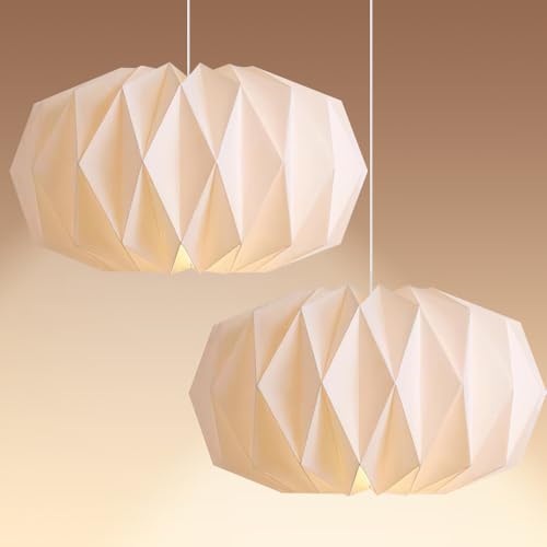 Lampenschirm Papier, Afenau 2 Stück Papierlampenschirm, Origami Design Papier Lampenschirm, Reispapier Lampen-schirm für Wohnzimmer, Schlafzimmer, Esszimmer (43 * 25cm) von Afenau