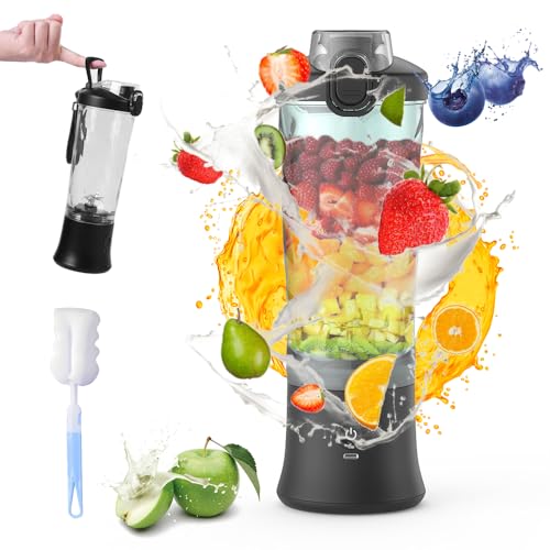 Mixer Smoothie Maker To Go, Tragbarer Mixer To Go elektrisch mit 6 Klingen, Portable Blender Smoothie Maker mit Tassen und Bürste, Smoothie Mixer To Go für Fitnessstudio, Büro, Sport von Afenau