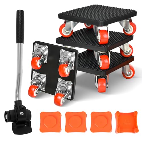 Möbel Transportrollen Set, 9 Teiliges Möbeltransportrollen Set mit 320 mm Verlängerungsstange, Maximale 500 kg Tragfähigkeit Möbel Transportroller Set, 360 Grad Drehbar Rads, Möbelheber mit Rollen Möbel Transportrollen Set, 9 Teiliges Möbeltransportrollen Set mit 320 mm Verlängerungsstange, Maximale 500 kg Tragfähigkeit Möbel Transportroller Set, 360 Grad Drehbar Rads, Möbelheber mit Rollen von Afenau