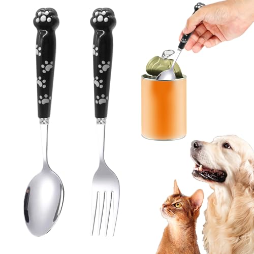 AffeGifts Katzen Löffel Lang 19.5cm, Lange Hundefutter Gabel für Hundefutter Gabel Nassfutter Edelstahl Katzen Löffel Nassfutter Futterlöffel für Hunde und Katzen Futter Löffel für Nasse Nahrung von AffeGifts