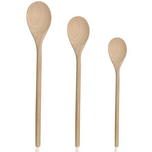 Holz Kochlöffel Set, 3pcs Holzkochlöffel Set Holzlöffel Set Lang Holzlöffel Kochen Kochlöffel Holz Klein HolzlöFfel Kochlöffel ServierlöFfel Aus Holz Zum Backen, RüHren (20.5cm, 25.5cm, 30.5cm) von AffeGifts
