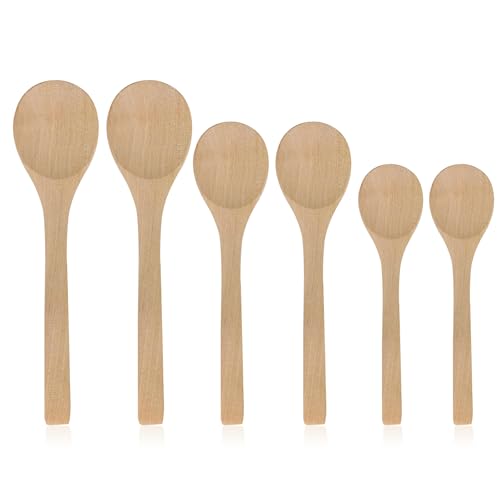 Holzlöffel Set von 6, Kleine Holzlöffel Klein Natural Honiglöffel Holz Teelöffel Holzlöffel Esslöffel Dessertlöffel Holz für Tee Kaffee Honig Zucker Gewürz Suppe Reis Mischen Rühren (13cm,15cm,17cm) von AffeGifts