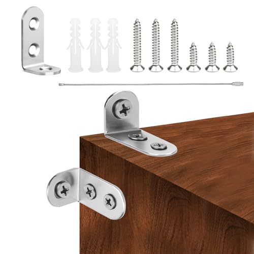 Kippsicherung Möbel, 4 Pack Möbel Kippsicherung für Regale Anti-Spitze Möbel Anker sichere Kleiderschrank Wandbefestigungen für Kinder Babysicherung & Haustierschutz von AffeGifts