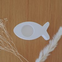 Kerzenständer Kommunion⎟Fisch Ichthys⎟Christlicher Kerzenhalter Aus Weißem Raysin⎟Konfirmation⎟Kommunion | Taufe von Affenkreation