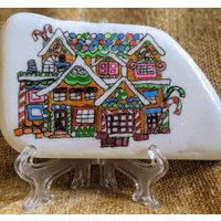 Handbemalter Lebkuchen-Haus-Rock Santorini-stein-Dekoration von AffinityStones