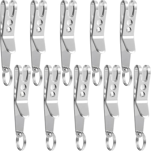 Afforstyle Deep Carry Pocket Clip 10PCs Edelstahl Outdoor Gürtelclip, Aufhängeclip Schlüsselkarabiner für Tasche oder Beutel, für Schlüssel Afforstyle Deep Carry Pocket Clip 10PCs Edelstahl Outdoor Gürtelclip, Aufhängeclip Schlüsselkarabiner für Tasche oder Beutel, für Schlüssel von Afforstyle