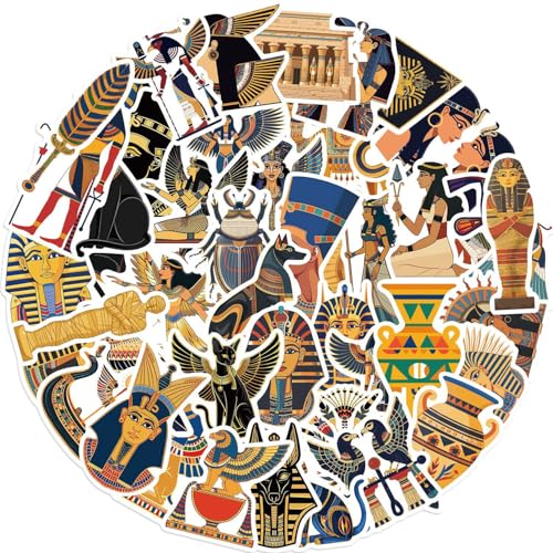 Altes Ägypten Aufkleber für Laptop(50PCS),Geschenk für Kinder Jugendliche Erwachsene Jungen,Ancient Egypt Wasserdicht Vinyl Aufkleber Stickers für Scrapbook,Skateboard,Auto,Gepäck von Affoto
