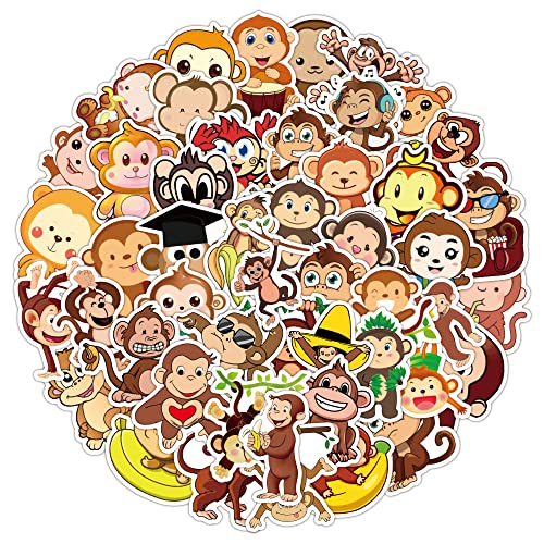 Animal Monkeys Aufkleber für Laptop (50 PCS),Geschenk für Kinder Jugendliche Erwachsene Jungen,Affen Stickers Wasserdicht Vinyl Aufkleber für Scrapbook,Skateboard,Auto,Gepäck von Affoto
