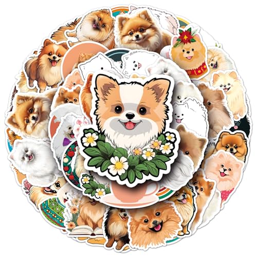 Böhmischer Hund Aufkleber für Laptop (50PCS),Geschenk für Kinder Jugendliche Erwachsene Jungen,Pomeranian Wasserdicht Vinyl Aufkleber Stickers für Scrapbook,Skateboard,Auto,Gepäck von Affoto