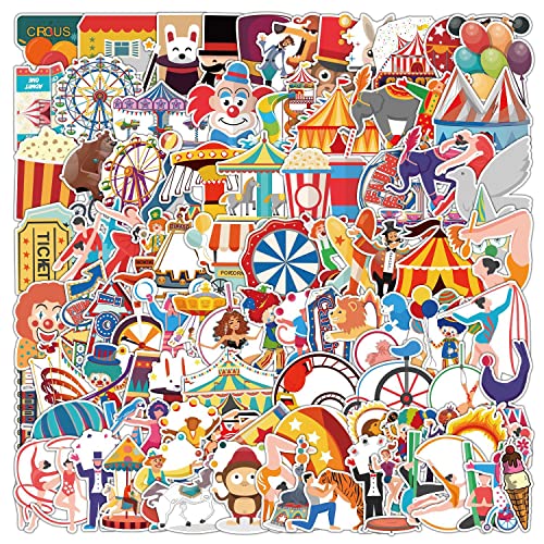 Circus Aufkleber für Laptop (100 PCS),Geschenk für Kinder Jugendliche Erwachsene Jungen,Zirkus Stickers Wasserdicht Vinyl Aufkleber für Scrapbook,Skateboard,Auto,Gepäck von Affoto