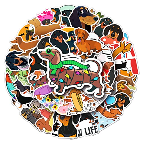 Dackel Aufkleber für Laptop(50 PCS),Geschenk für Kinder Teens Erwachsene Jungen,Dachshund Stickers wasserdichte Vinyl Aufkleber für Scrapbook,Skateboard,Auto,Gepäck von Affoto