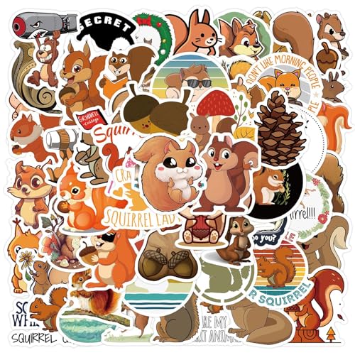 Eichhörnchen Aufkleber für Laptop (60 PCS),Geschenk für Kinder Jugendliche Erwachsene Jungen,Eichhörnchen Stickers Wasserdicht Vinyl Aufkleber für Scrapbook,Skateboard,Auto,Gepäck von Affoto