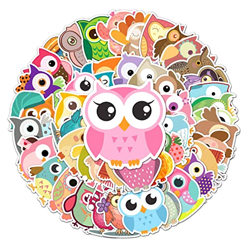 Eulen Aufkleber für Laptop(50 PCS),Geschenk für Kinder Jugendliche Erwachsene Jungen,Cartoon-Eulen Stickers Wasserdicht Vinyl Aufkleber für Scrapbook,Skateboard,Auto,Gepäck von Affoto