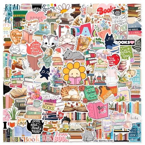 Lesen Aufkleber für Laptop (100PCS),Geschenk für Kinder Jugendliche Erwachsene Jungen,Lesen Bücher Stickers Wasserdicht Vinyl Aufkleber für Scrapbook,Skateboard,Auto,Gepäck von Affoto