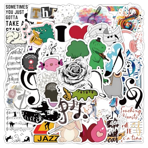 Music Aufkleber für Laptop (50PCS),Geschenk für Kinder Jugendliche Erwachsene Jungen,Music Stickers Wasserdicht Vinyl Aufkleber für Scrapbook,Skateboard,Auto,Gepäck von Affoto
