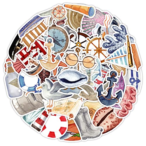Navigation Aufkleber für Laptop (50 PCS),Geschenk für Kinder Jugendliche Erwachsene Jungen,Sailing Stickers Wasserdicht Vinyl Aufkleber für Scrapbook,Skateboard,Auto,Gepäck von Affoto