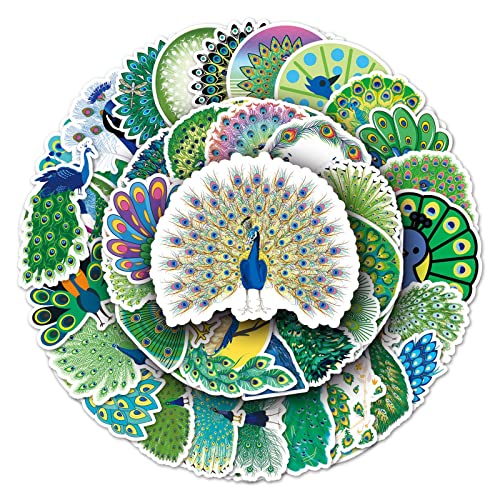 Peacock Aufkleber für Laptop(50 PCS),Geschenk für Kinder Jugendliche Erwachsene Jungen,Peacock Stickers Wasserdicht Vinyl Aufkleber für Scrapbook,Skateboard,Auto,Gepäck von Affoto