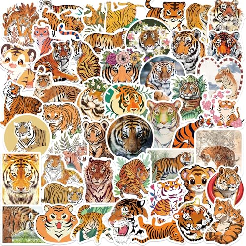 Tiger Aufkleber für Laptop (50PCS),Geschenk für Kinder Jugendliche Erwachsene Jungen,Der Tiger Wasserdicht Vinyl Aufkleber Stickers für Scrapbook,Skateboard,Auto,Gepäck von Affoto