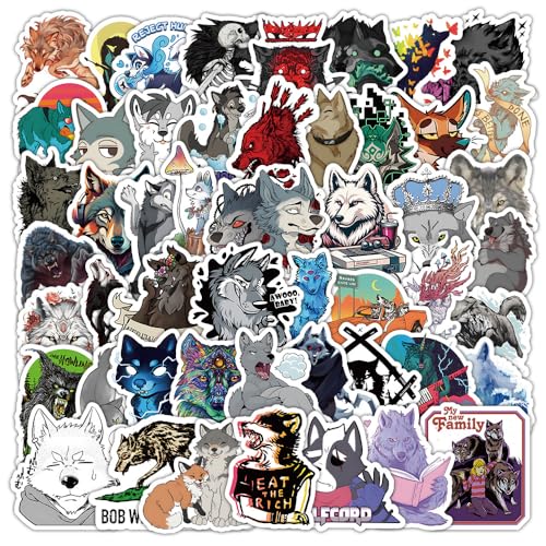 Wild Wolf Aufkleber für Laptop (50PCS),Geschenk für Kinder Jugendliche Erwachsene Jungen,Wölfe Stickers Wasserdicht Vinyl Aufkleber für Scrapbook,Skateboard,Auto,Gepäck von Affoto