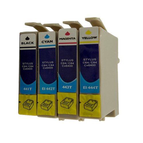 4 Druckerpatronen Tinte für Epson Stylus C64 C84 CX3500 CX3650 ersetzen T0441 T0442 T0443 T0444 von AfiD GmbH