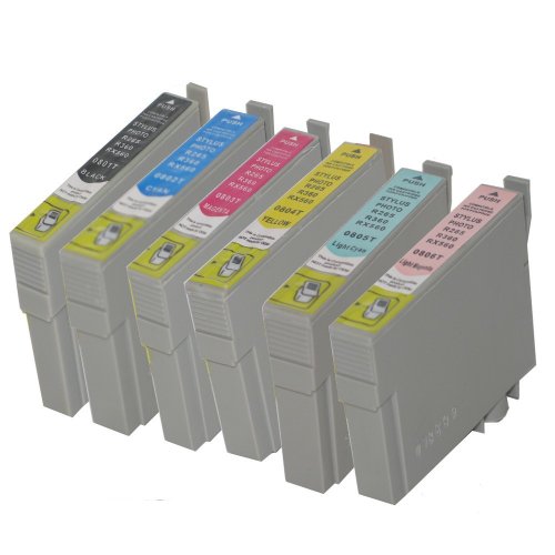 6 Druckerpatronen Tinte für Epson Stylus Photo R265 R360 R285 RX560 ersetzen Epson T0807 von AfiD GmbH