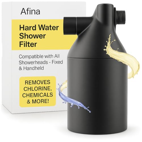 Afina Duschfilter | Funktioniert mit Handbrause & Festduschkopf | Hartwasserfilter für Duschkopf, reduziert Haarausfall, Schuppen & trockene Haut | Duschkopffilter | Duschfilterkopf für hartes Wasser von Afina