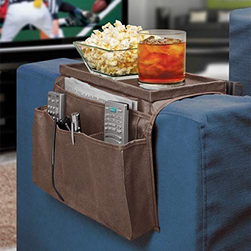 AfinderDE Sofa Armlehnen Organizer mit Tablett Couch Tv Fernbedienung Halter Sofa Butler Sofatablett Couch Ablage für Snacks Buch Handy Magzines Tasse von AfinderDE