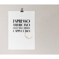 Espresso Americano Latte Macchiato Cappuccino - Poster in Den Größen A5 A3 von AfisaArt