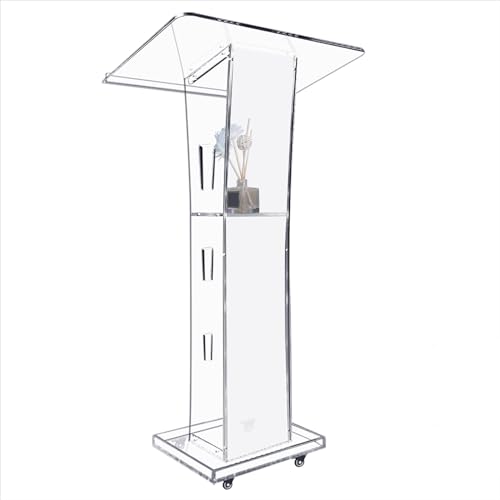Afitdon Acryl Podium, Transparenter Acryl Rednerpult mit Rädern & Speicher Regal, Kirche Kanzel mit 15 Farbe LED-Licht, Podium Ständer for Kirche, Vortrag, Hochzeit, Klassenzimmer(23.6"x16.1"x 45.2") Afitdon Acryl Podium, Transparenter Acryl Rednerpult mit Rädern & Speicher Regal, Kirche Kanzel mit 15 Farbe LED-Licht, Podium Ständer for Kirche, Vortrag, Hochzeit, Klassenzimmer(23.6"x16.1"x 45.2") von Afitdon