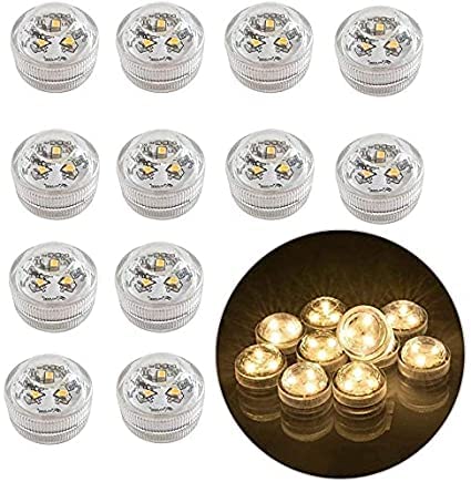 Afoosoo 12pcs flammenlose LED Teelichter Batteriebetriebene wasserdichte Tauch dekorative Lichter für Vase Aquarium Hochzeit Herzstück Weihnachtsfeier Lichter Kürbis Lichter (Warmweiß) von Afoosoo