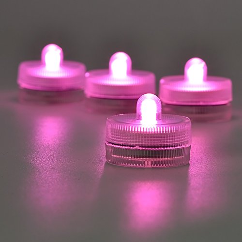 Afoosoo 50 Stück Unterwasser-LED-Licht Flammenlose LED-Kerze Batteriebetriebenes Teelicht Tauch Dekorative Lichter für Hochzeitsfeier Eventlicht Aquarium Licht Weihnachten Halloween Licht (rosa) von Afoosoo