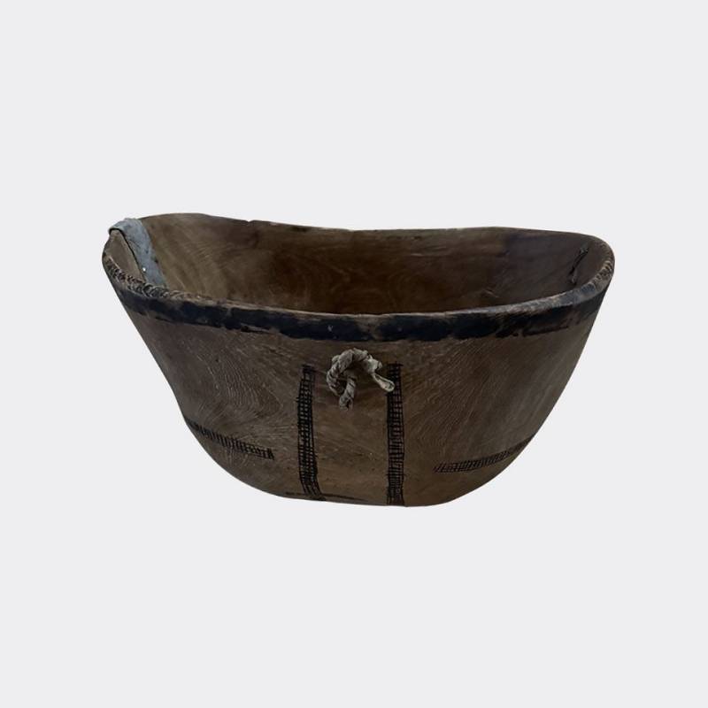 African Rainbow Craft Dekoobjekt Tutsi Schale aus Holz – Flach & Hoch – (Ruanda) – Medium von African Rainbow Craft