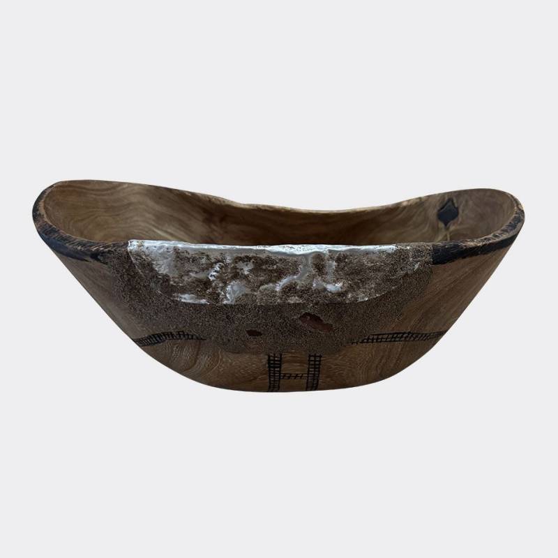 African Rainbow Craft Dekoobjekt Tutsi Schale aus Holz – Flach & Niedrig – (Ruanda) von African Rainbow Craft