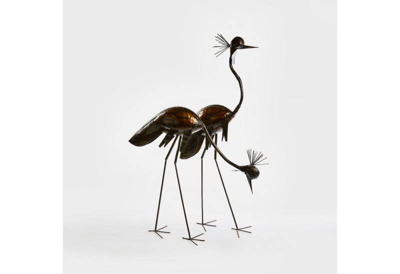 African Rainbow Craft Gartenfigur Skulptur Kronenkranich aus verzinktem Stahl - 2er Set - Mittelgroß (M), (Skulptur Kronenkranich aus verzinktem Stahl - 2er Set - Mittelgroß (M) von African Rainbow Craft