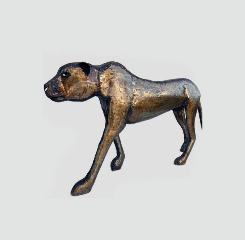 African Rainbow Craft Gartenfigur Skulptur Leopard aus verzinktem Stahl - Groß (L), (Skulptur Leopard aus verzinktem Stahl - Groß (L) von African Rainbow Craft