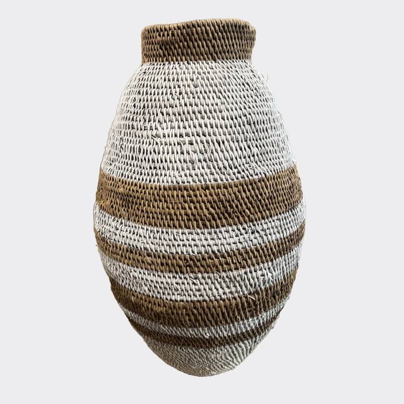 African Rainbow Craft Weidenkorb (Bohero Korb Bemalt - Weiß & Naturfarben - (Simbabwe) - Small) von African Rainbow Craft