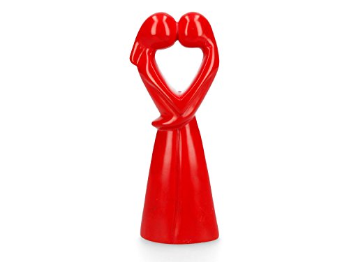 Afrikanische Deko Figur "Kuss der Liebenden" (FairTrade) Skulptur aus Speckstein, rot, 20 cm - Valentinstagsgeschenk von Afrikiko