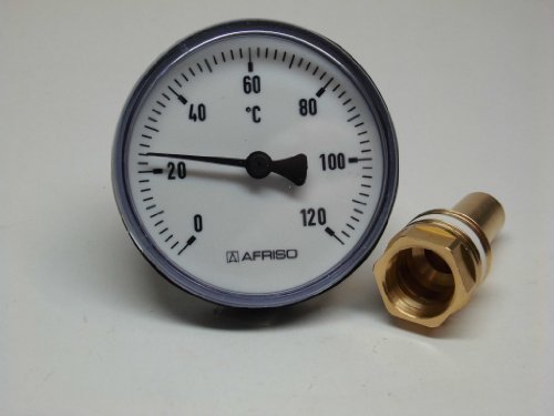 Afriso Bimetall Zeigerthermometer 0-120°C. 63 mm mit Kunststoffgehäuse von Afriso
