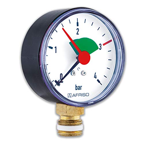 Rohrfeder-Manometer für Heizung/Sanitär - Radial, Afriso, Ø63mm, DN10 (3/8"), 3bar Markierung von Afriso