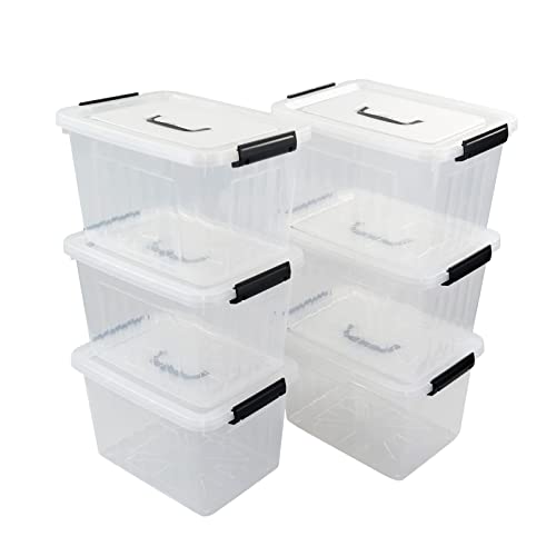 Afromy 6 Packs Aufbewahrungsbox aus Kunststoff, Box mit Riegel und Griffen, 12 L von Afromy