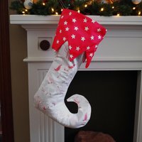 Elfensocke, Kaminsocke Mit Einhorn Motiven, Genäht Zum Befüllen Und Aufhängen von Afrosteff