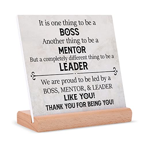 Boss Geschenke für Männer und Frauen, Plakette Schilder mit Holzständer Büro Schreibtisch Dekor Boss Day Geschenke, Wertschätzungsgeschenke zum Weggehen, Best Boss Leader Mentor Geschenk von von Afterprints