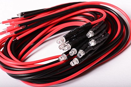 Aftertech® 10 CLEAR UV LED ULTRAVIOLET 3 mm VERDRAHTET 30 cm MIT WIDERSTAND 12 V MIT KABEL A1C13 von AFTERTECH