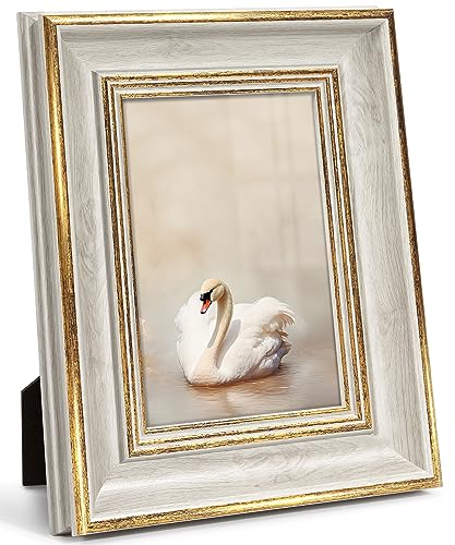 Afuly 10x15 Bilderrahmen Weiß in Gold Retro Vintage Antike Shabby Fotorahmen Tabelle Oder Wand Family Eltern Geschenk von Afuly