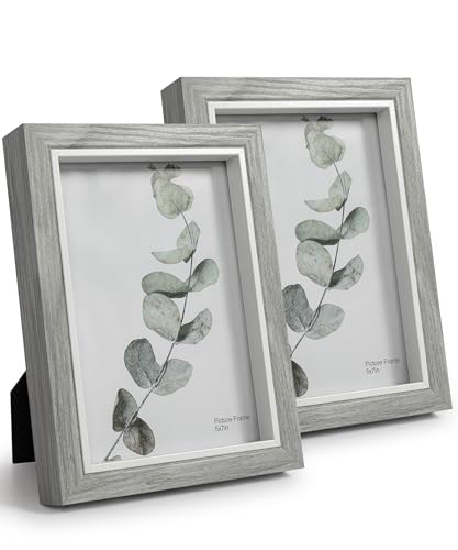 Afuly 13x18 Bilderrahmen Grau Weiß Holz Fotorahmen Wand oder Schreibtisch Moderne Shabby Deko Weihnachten Wedding Geburtstag Frauen Freund Famile Paar Oma Mama Geschenk,2er Set von Afuly