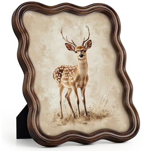Afuly Bilderrahmen 20x25 Picture Frame Vintage Holz Fotorahmen Großer Nussbaum Picture Frames Einzigartig Welle Photo Frame Rahmen Für Wand Tisch Deko Familen Freund Geburstag Oma Mutter Geschenke von Afuly