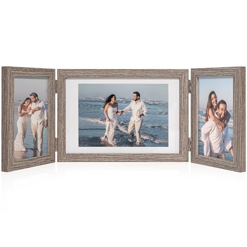 Afuly Bilderrahmen Collage Holz 3 Bilder für 10x15 und 13x18 Mehrfach Braun Rustikal Fotorahmen Family Hochzeit Geschenk von Afuly