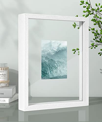 Afuly Bilderrahmen Glas 13x18 10x15 mit Schwebender oder 20x25 ohne Schwebender Weiß Holz Doppelglas Fotorahmen Spezial Weihnachten Wedding Grburtstag Freund Famile Mama Paar Frauen Geschenke von Afuly