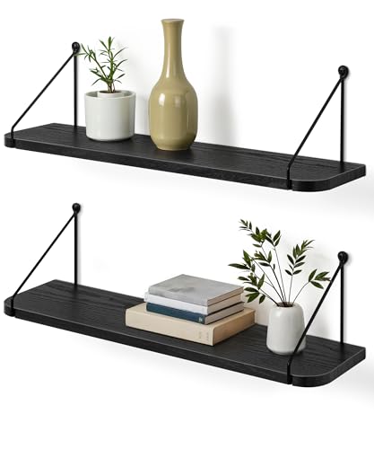 Afuly Wandregal Schwarz Holz 60cm Metall Regal Schweberegale Wand Hängeregal Aufbewahrungsregal für Wände Küche Modern Dekor Badezimmer Kinderzimmer Wohnzimmer 2er Set Afuly Wandregal Schwarz Holz 60cm Metall Regal Schweberegale Wand Hängeregal Aufbewahrungsregal für Wände Küche Modern Dekor Badezimmer Kinderzimmer Wohnzimmer 2er Set von Afuly
